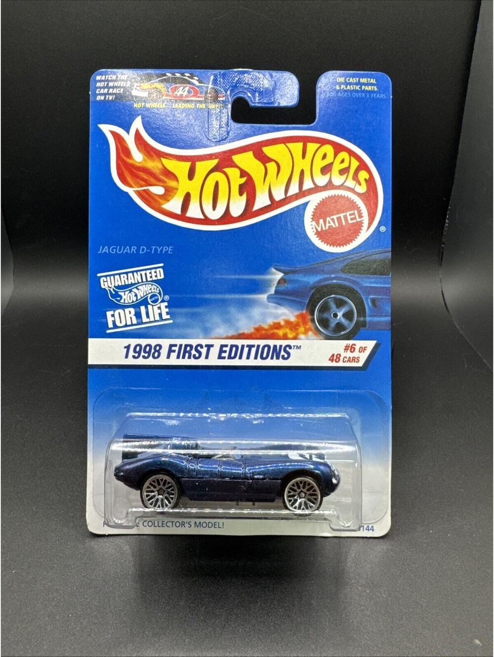 1998 Vintage Hot Wheels #638 First Editions 6/48 JAGUAR D-TYPE Blue w/5Sp Malay